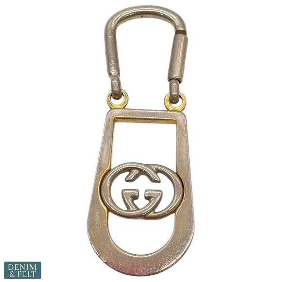 Gucci G. Gucci Vintage Italy Silver-Tone Logo Keyring Bag Charm - Picture 1 of 11